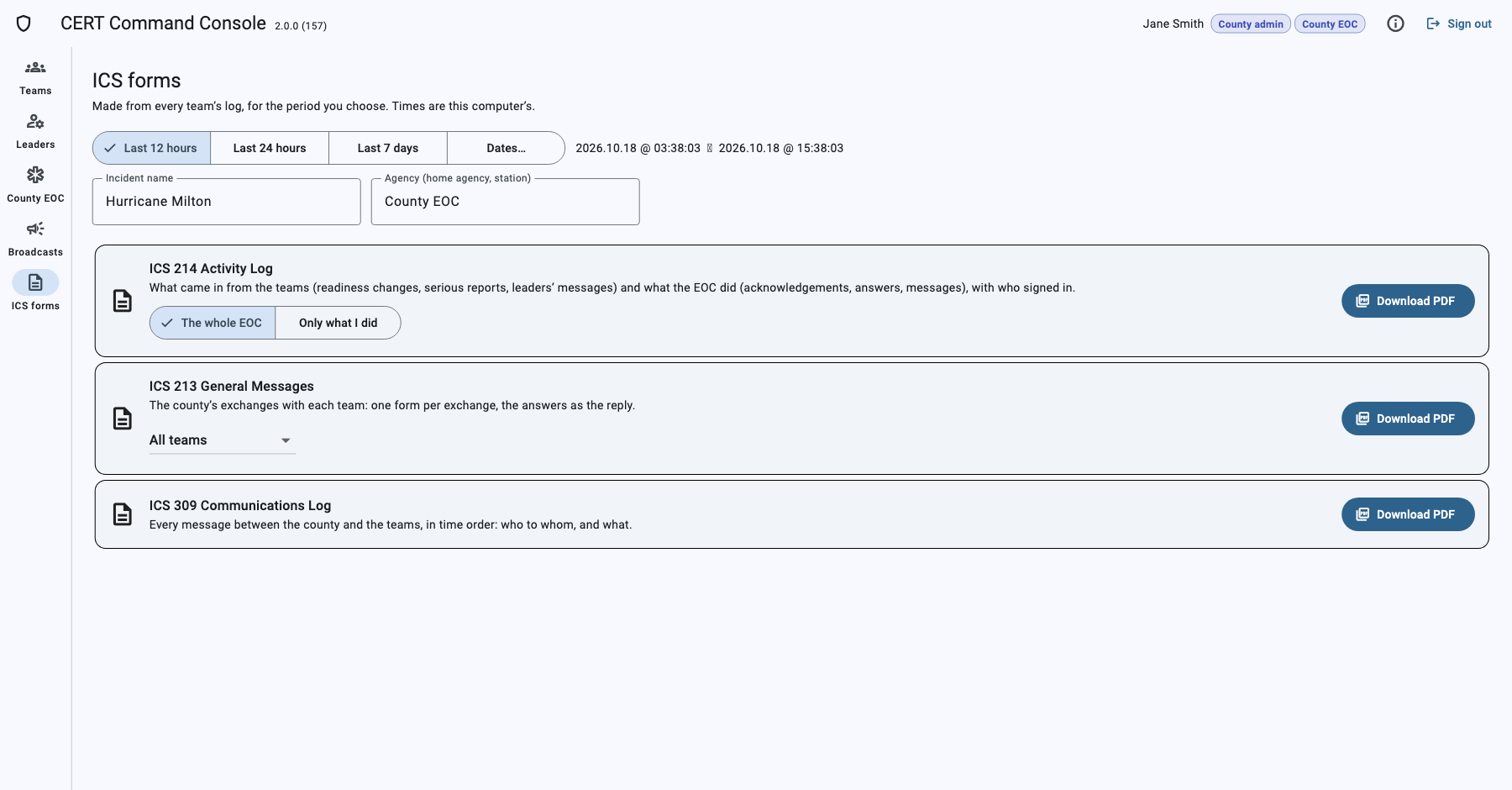 ICS forms page