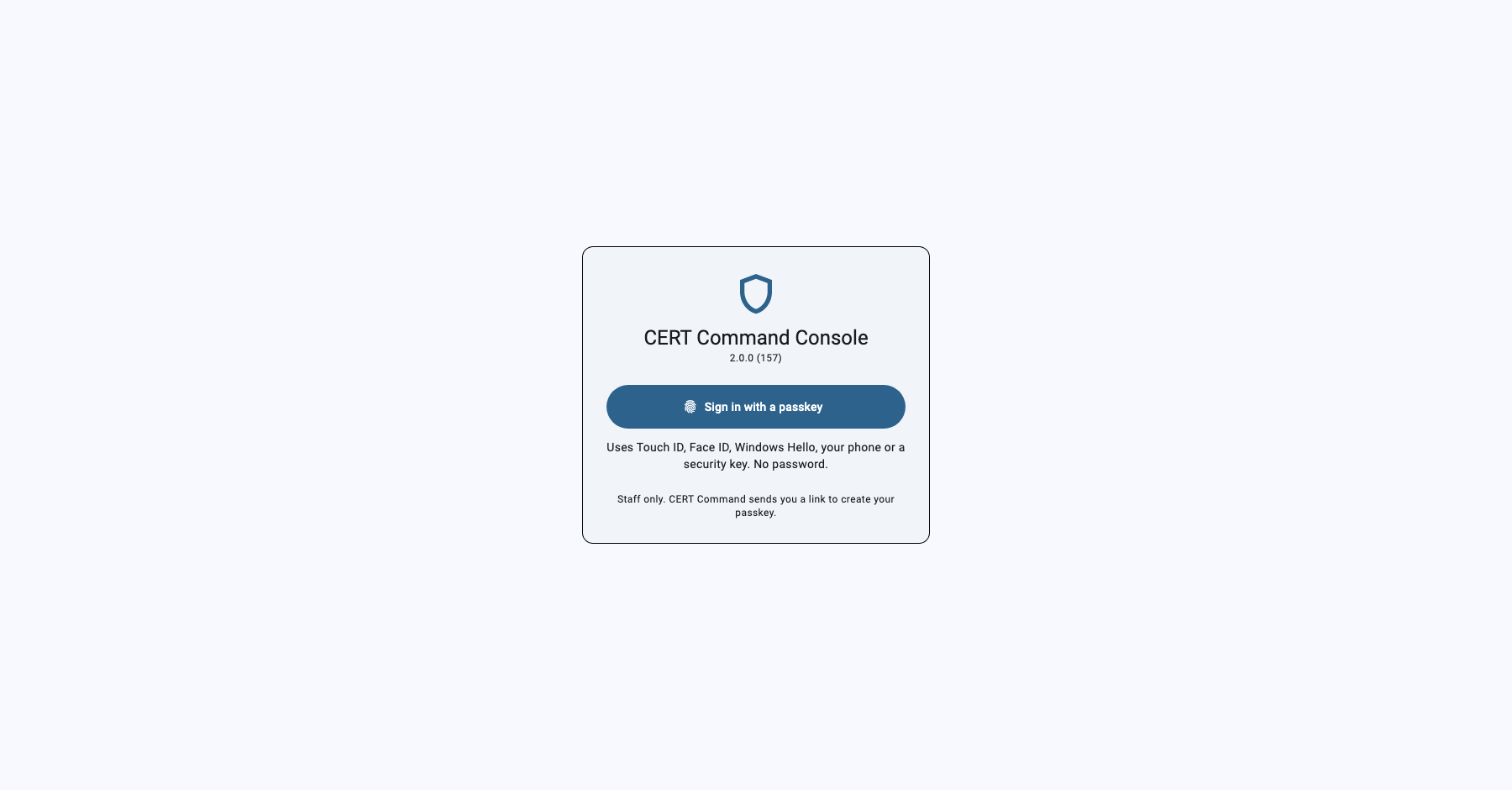 Console sign in page