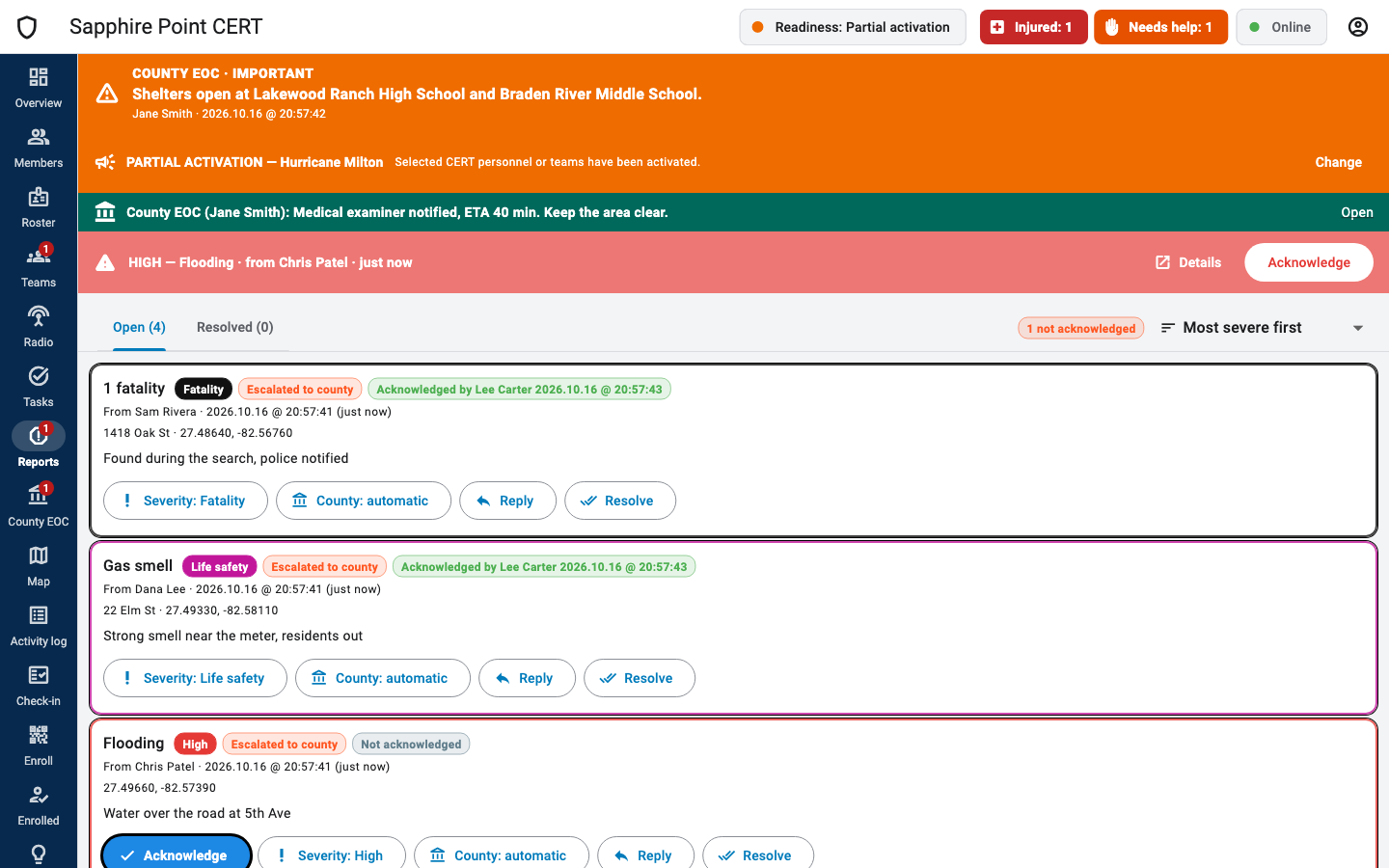 Reports page