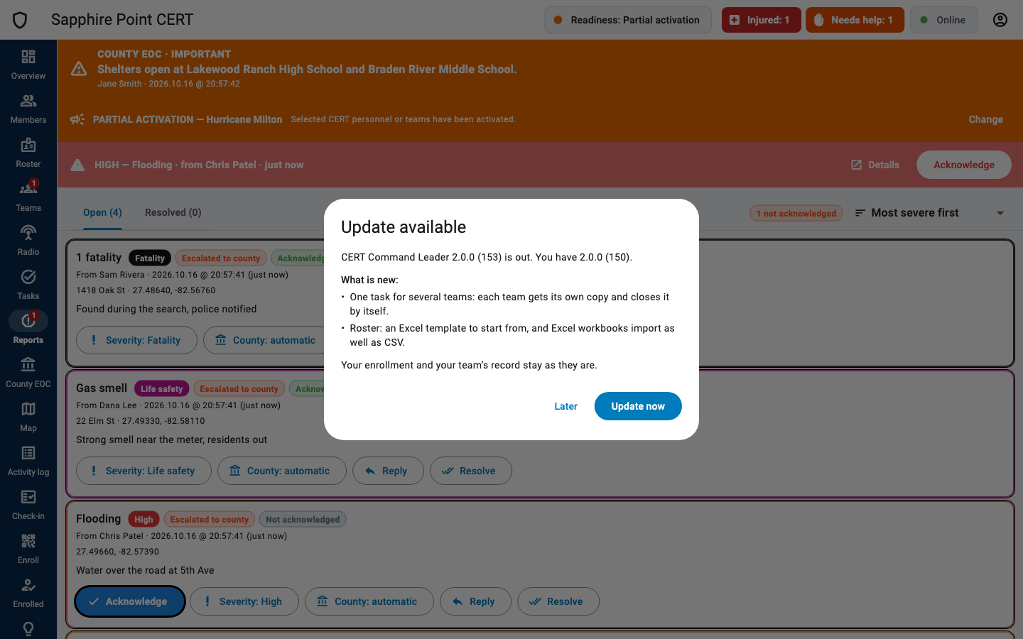 Update available dialog