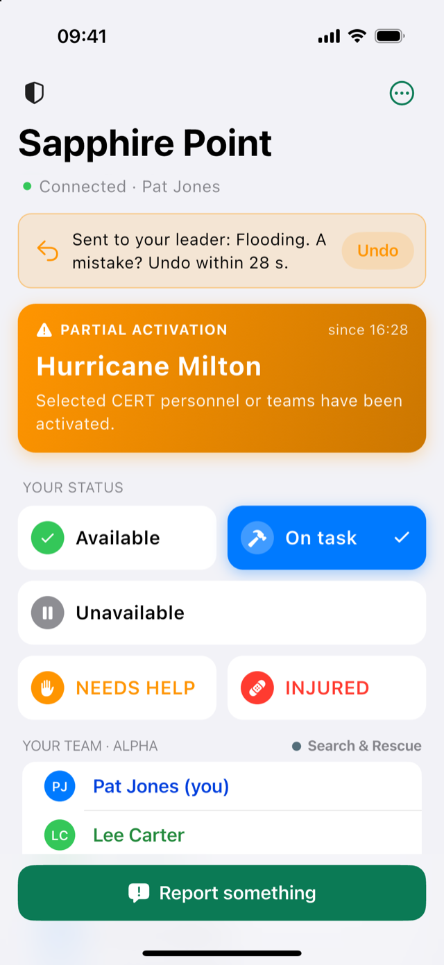 Undo card with a countdown on the home screen
